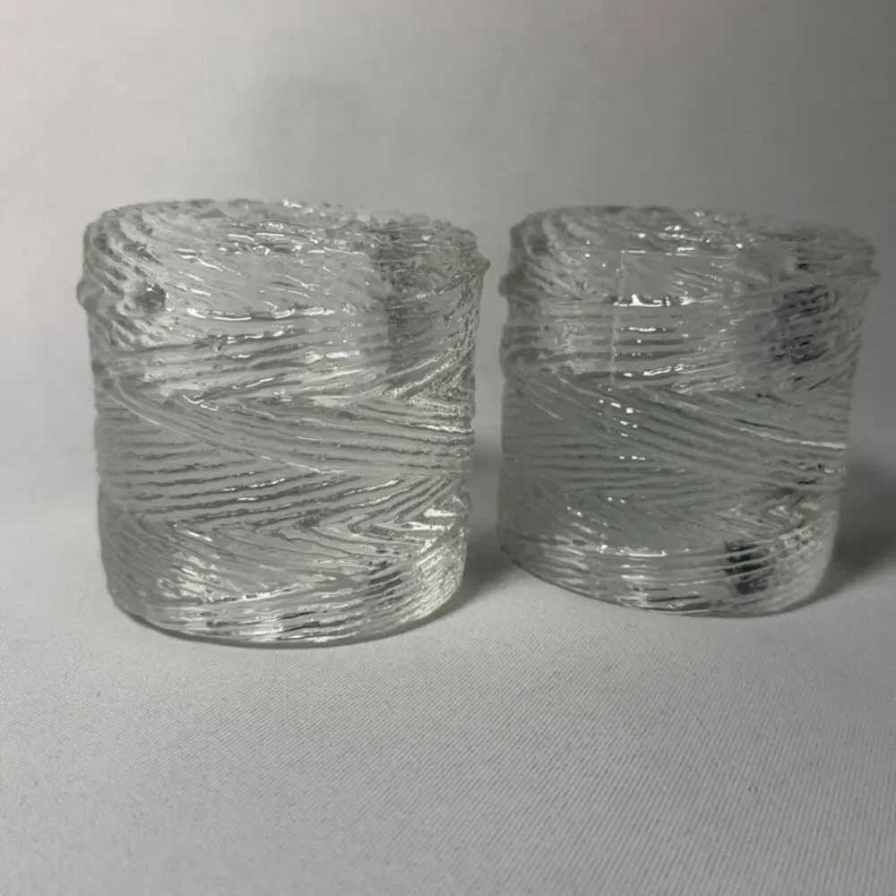 Set of 2 Simon Pearce Echo Lake Wrapped Glass Tealight Votive Candle Holders